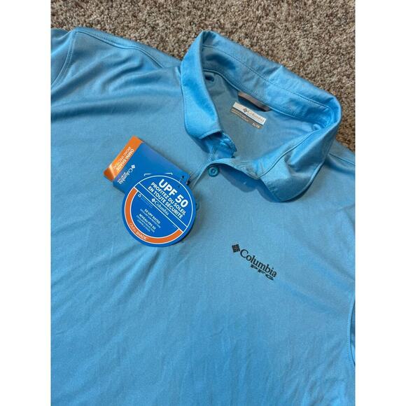 Columbia PFG Men's Polo/Golf collared shirt; size XL; Blue; UPF 50; NEW! - Picture 8 of 10